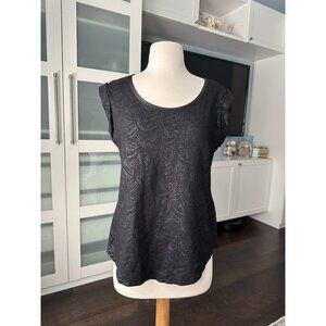 White House Black Market Black Tee Metallic Accents